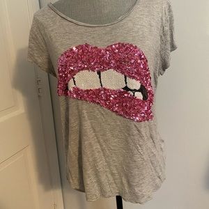 H&M Sequin Lips T-Shirt